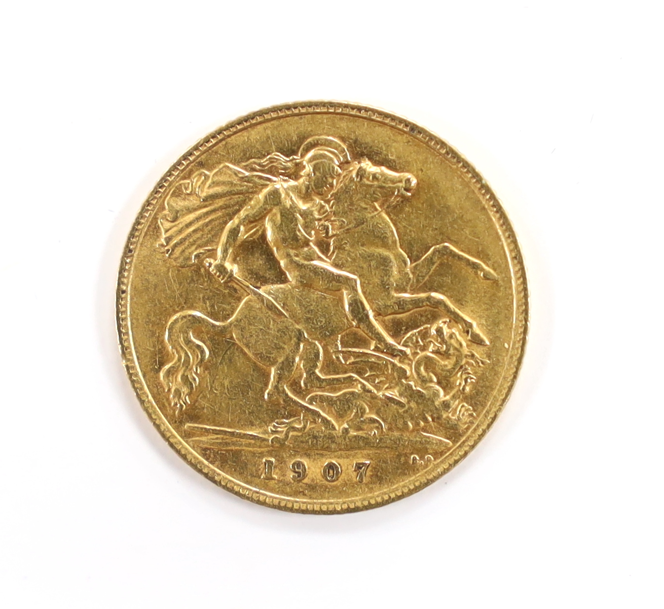 British gold coins, An Edward VII gold half sovereign, 1907, about VF
